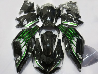 12-21 Noir Brillant Avec Vert ZX14R Carénage