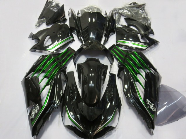 12-21 Noir Brillant Avec Vert ZX14R Carénage 12-21 Noir Brillant Avec Vert ZX14R Carénage