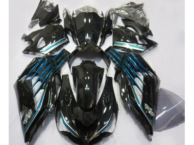 12-21 Noir Brillant & Bleu Clair ZX14R Carénage