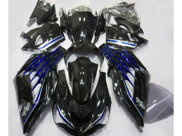 12-21 Noir Brillant & Bleu ZX14R Carénage