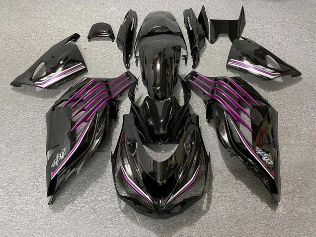 12-21 Noir Brillant & Rose ZX14R Carénage 12-21 Noir Brillant & Rose ZX14R Carénage