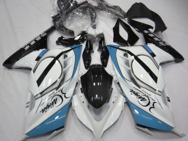 13-18 Blanc Brillant & Bleu Clair Ninja 300 Carénage