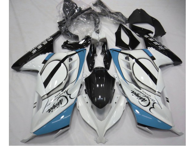 13-18 Blanc Brillant & Bleu Clair Ninja 300 Carénage 13-18 Blanc Brillant & Bleu Clair Ninja 300 Carénage