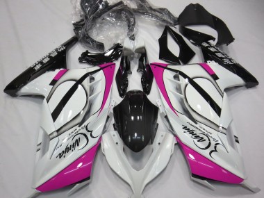 13-18 Blanc Brillant & Rose Ninja 300 Carénage