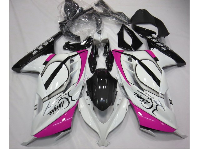 13-18 Blanc Brillant & Rose Ninja 300 Carénage 13-18 Blanc Brillant & Rose Ninja 300 Carénage