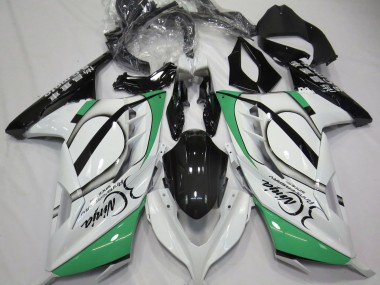 13-18 Blanc Brillant & Vert Ninja 300 Carénage