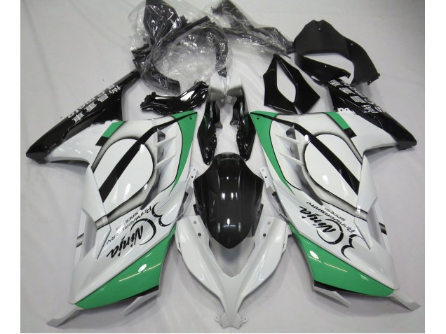 13-18 Blanc Brillant & Vert Ninja 300 Carénage