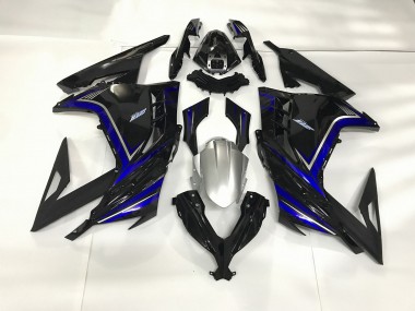 13-18 Noir Brillant & Bleu Ninja 300 Carénage