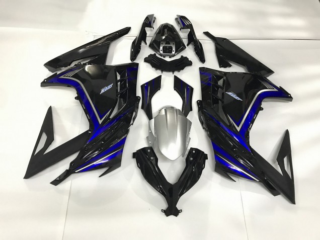 13-18 Noir Brillant & Bleu Ninja 300 Carénage
