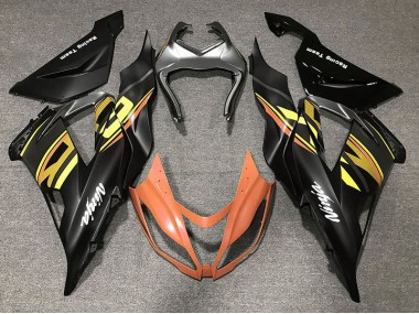 13-18 Noir Brillant & Orange ZX6R Carénage