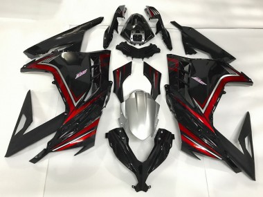 13-18 Noir Brillant & Rouge Ninja 300 Carénage