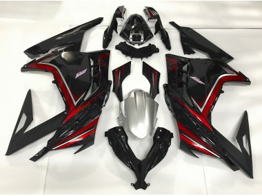 13-18 Noir Brillant & Rouge Ninja 300 Carénage