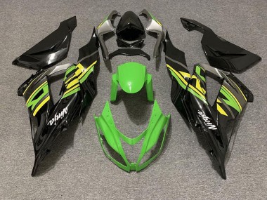 13-18 Noir Brillant & Vert Racing ZX6R Carénage