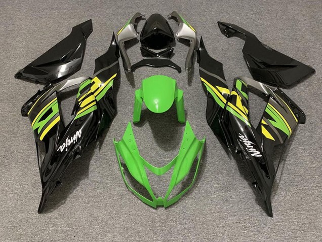 13-18 Noir Brillant & Vert Racing ZX6R Carénage