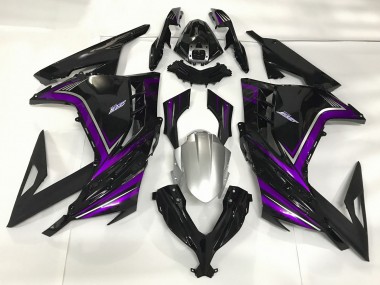 13-18 Noir Brillant & Violet Ninja 300 Carénage