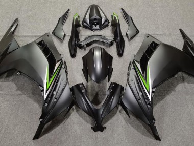 13-18 Noir Mat & Vert Ninja 300 Carénage