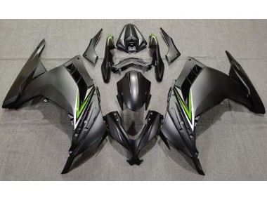 13-18 Noir Mat & Vert Ninja 300 Carénage