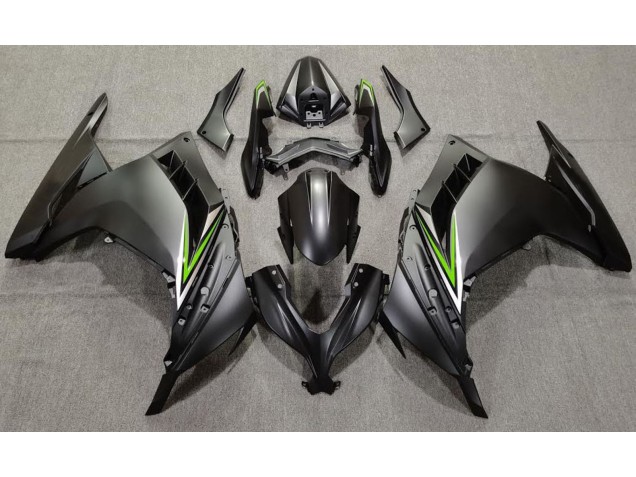 13-18 Noir Mat & Vert Ninja 300 Carénage