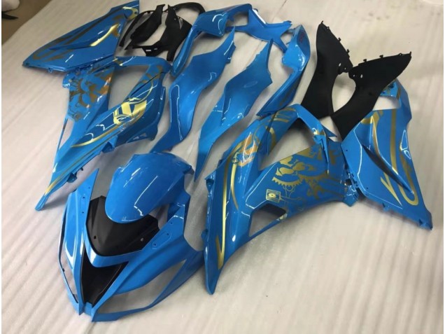 16-19 Bleu Brillant Avec Or ZX10R Carénage 16-19 Bleu Brillant Avec Or ZX10R Carénage