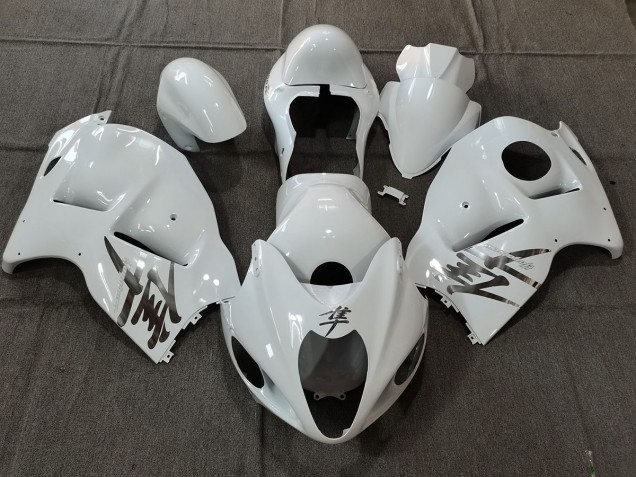 97-07 Style Blanc Brillant OEM Avec Décalcomanies Argentées GSXR 1300 Carénage